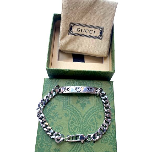 Gucci Interlocking GG logos Sterling Sliver  Bracelet - Picture 1 of 13